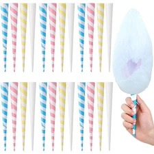 Cotton Candy Cones Striped White Cotton Candy Sticks Paper Cotton Candy Floss...