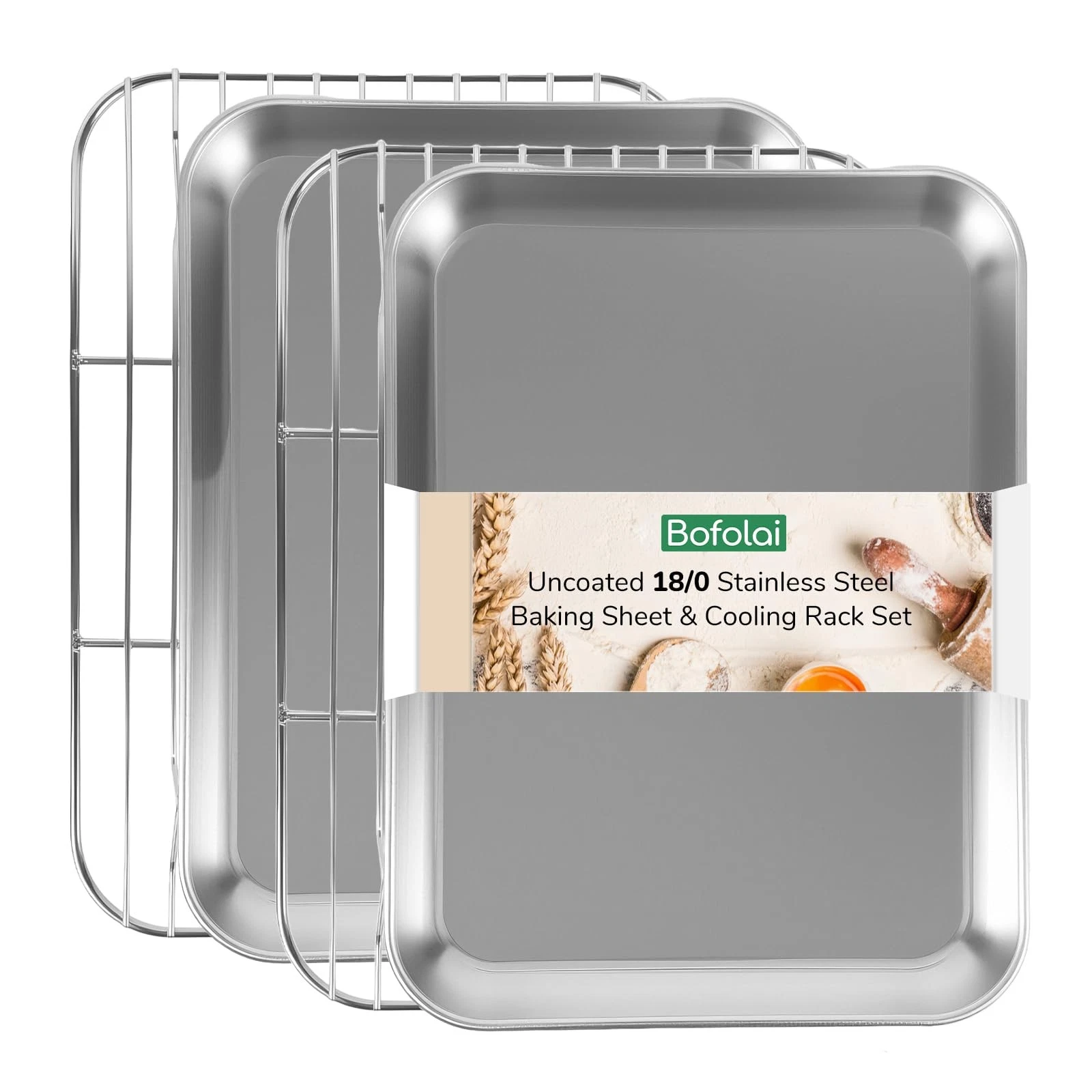 18/0 Stainless Steel Baking Sheet with Cooling Rack, Oven-Safe Non-Toxic Cook...
