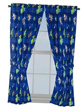 Kids Window Drapes - 4 Piece Curtain Set Includes 2 Tiebacks, Beautiful