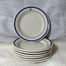 8 Pc Homer Laughlin China Fouled Anchor US Navy 6 Inch Saucers