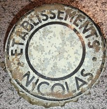 Ancienne Capsule bière entrepositaire ETS NICOLAS intérieur Liège APx kronkorken