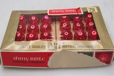 Lot 24 Vintage Glass Feather Tree 15mm Red BALL Christmas Ornaments Japan