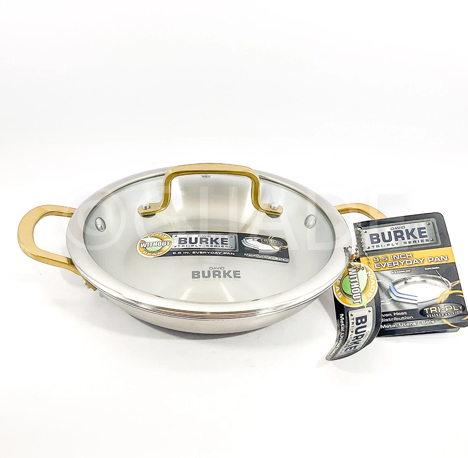 David Burke Splendor Series Everyday Pan 9.5" Pot lid cookware Silver & Gold