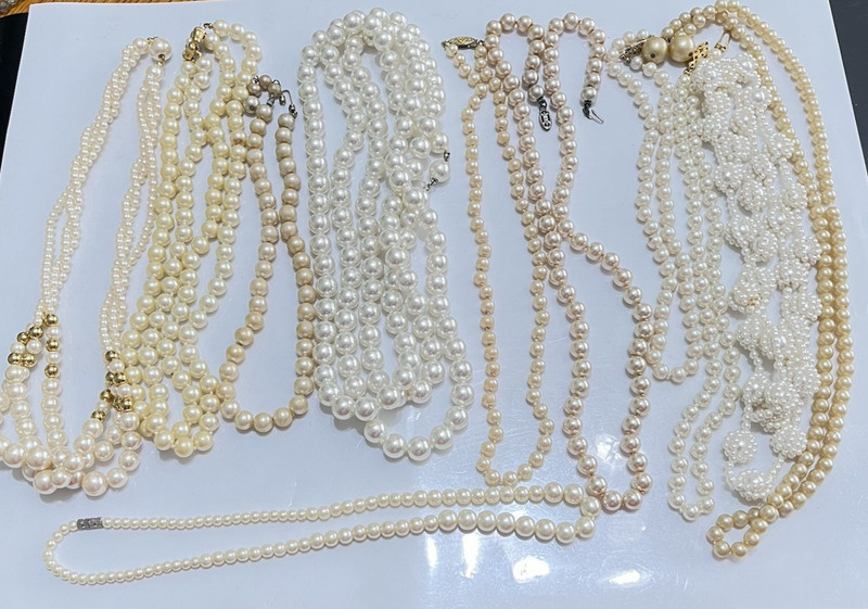 Vintage 12 Faux Pearl Necklaces 1 Signed JAPAN Estate Find  # 235