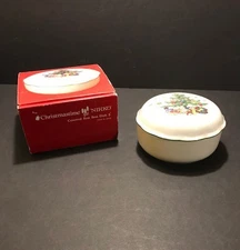 Vintage Nikko Christmastime Bon Bon Dish  5”  Covered Candy Dish Christmas Tree