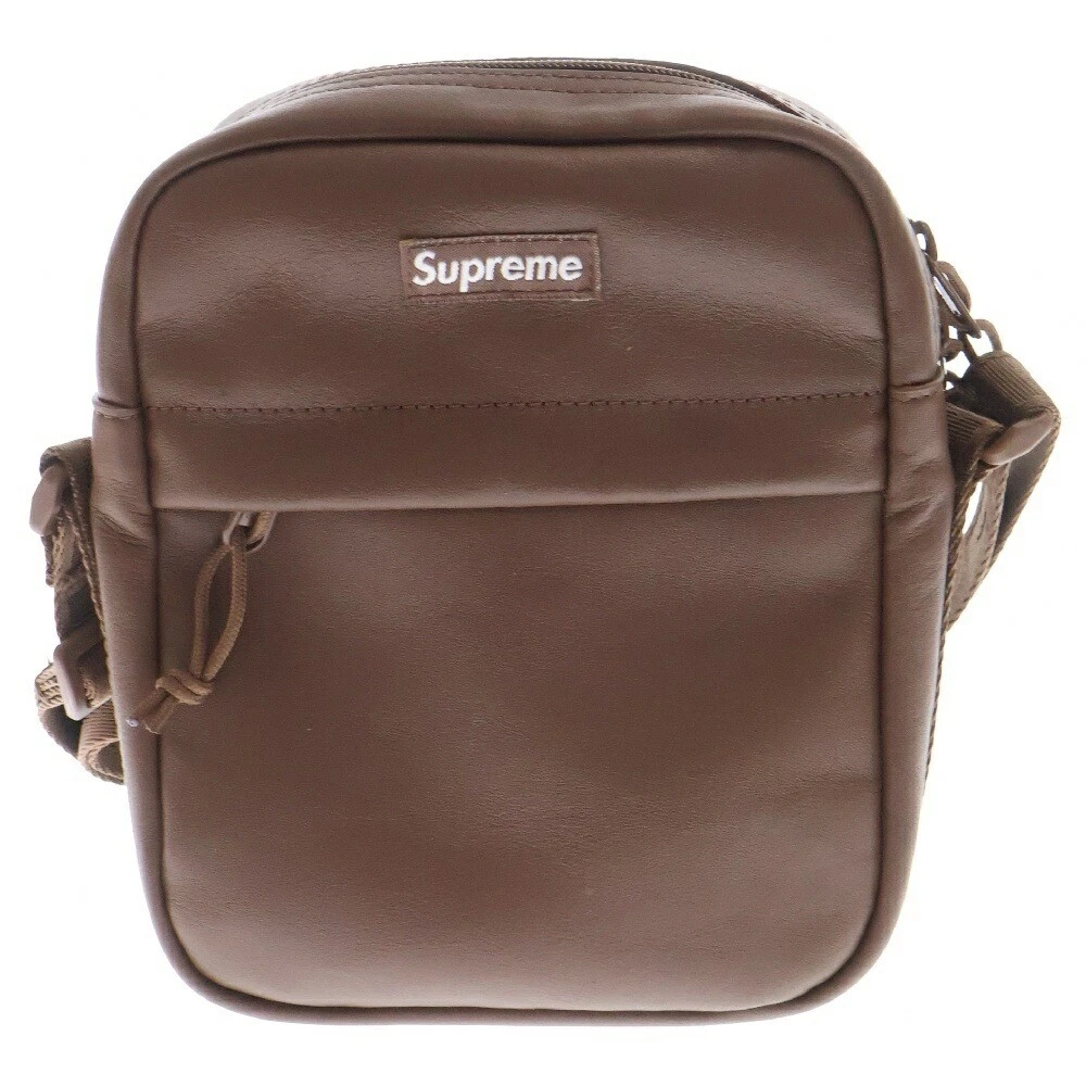 Sac bandoulière cuir Supreme 23Aw boîte logo marron / état d'usage S