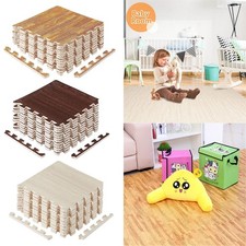 Soft EVA Foam Floor Play Mat Wood Wooden Effect Tiles Gym Exercise Home Flooring