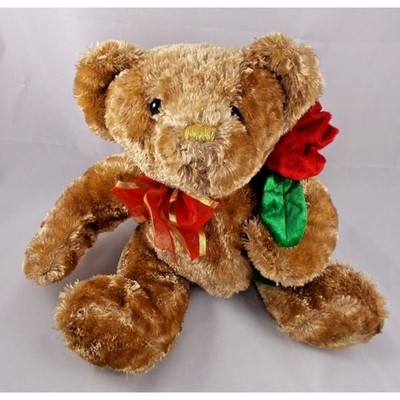 Dan Dee Teddy Bear Plush Gold Nose Rose 12 Inch Long Stuffed Animal Toy