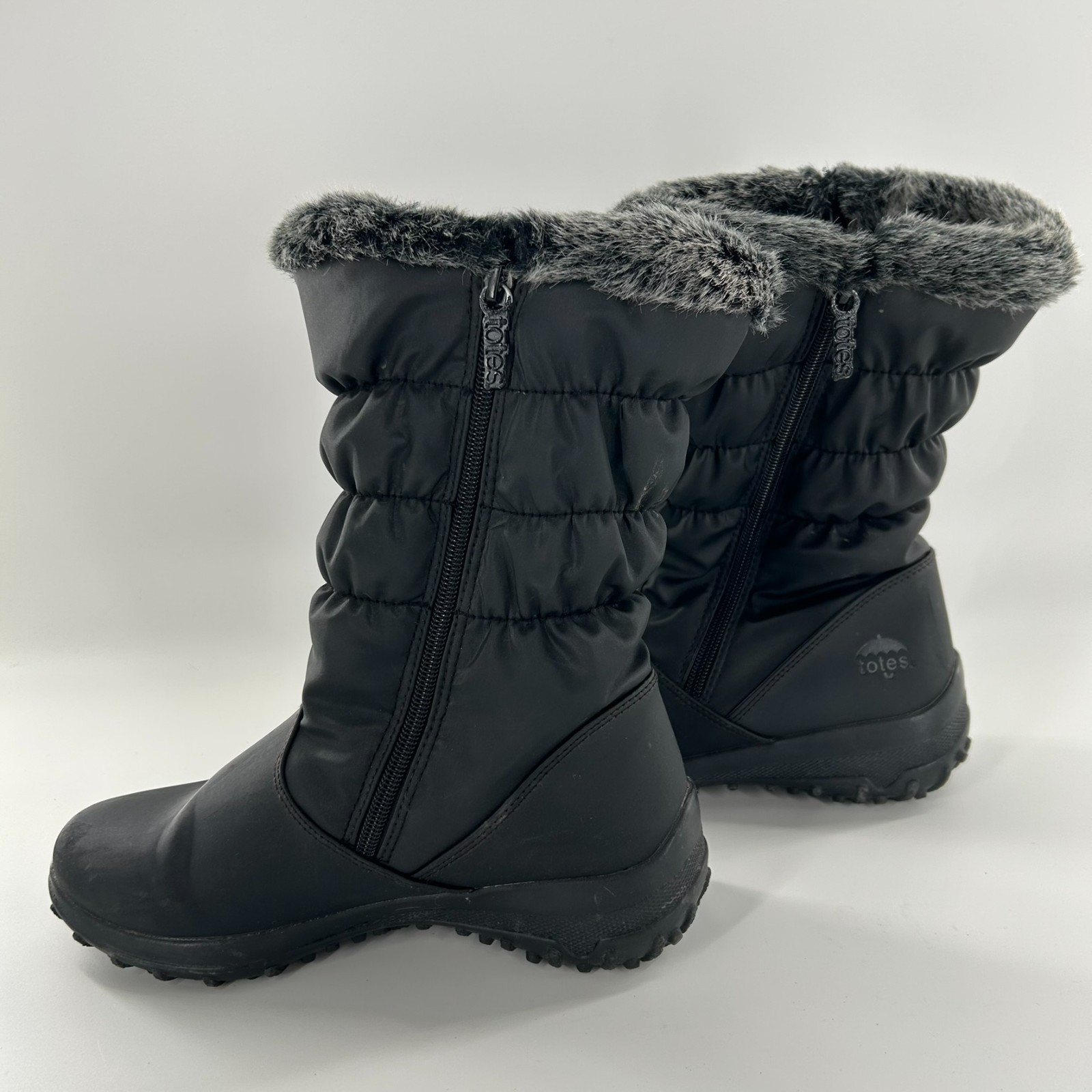 Totes Snow Boots Henrique Women 8  Black Winter Waterproof Faux Fur Lined-image