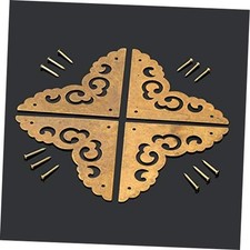 4Pcs 2.5" Brass Flat Corners Bracket for Box Cabinet Decorative Antique Brass