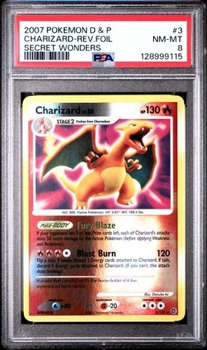 PSA 8 Charizard Secret Wonders Reverse Holo Rare #3/132 Pokemon Card