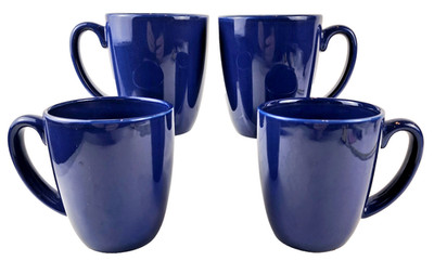 4 Corelle Coordinates Stoneware 11 oz Mugs Dark Blue Great Condition. 
