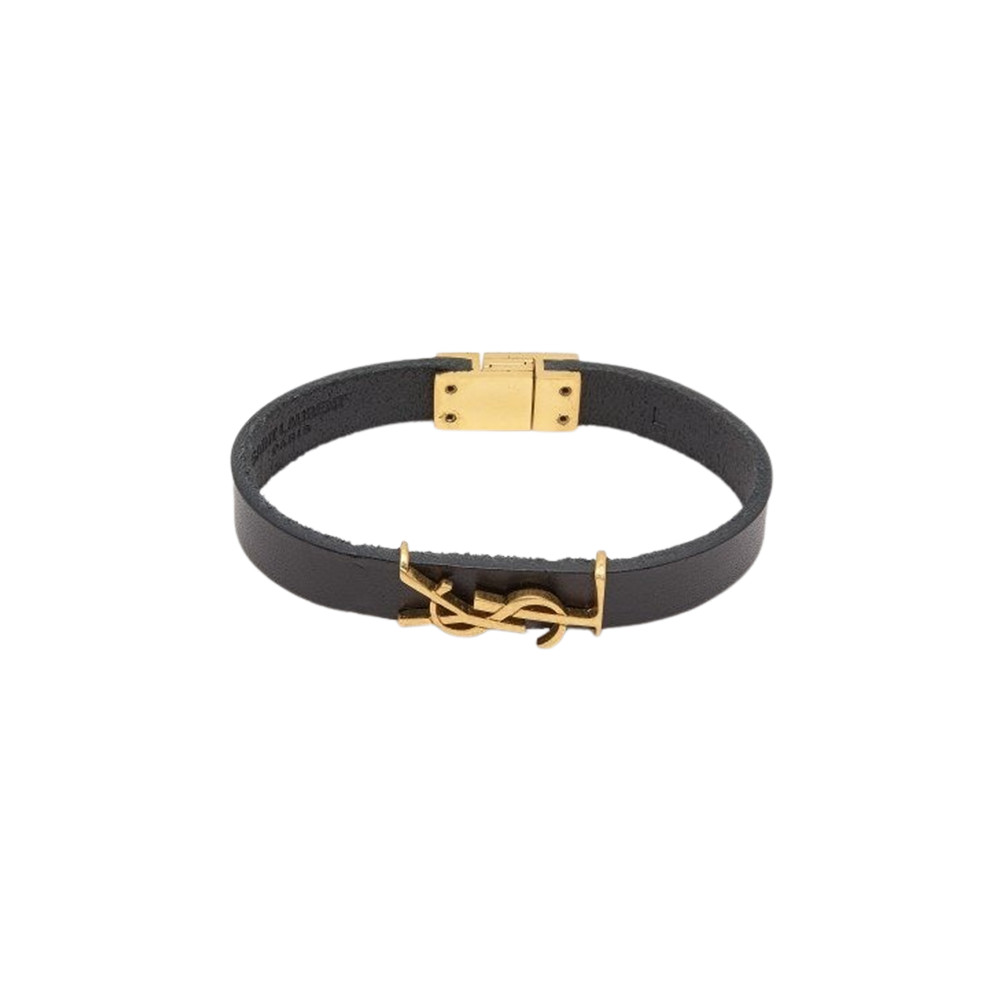 Saint Laurent Leather Opyum Bracelet Black (W)