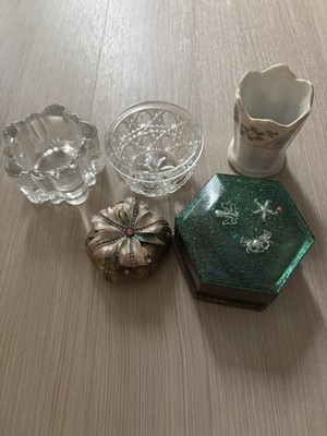 Trinket Box Ring Holder Lot of 5 Vintage Glass Aesthetic