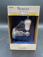Glacier Bay Norfolk Collection Robe Single Hook New Silver White Porcelain Look