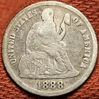 1888 S Seated Liberty Dime 10C Silver Coin