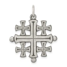 Sterling Silver Antiqued Jerusalem Cross Pendant Perfect Gift for Her