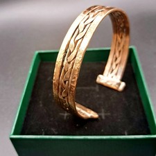 Hammered Pure Copper Braided Cuff Bracelet | Handmade UK for Men | 13mm Wide
