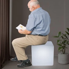 16-Color Changing Cube Light Pub Bar Stool Chair w/Remote Control RGB LED 16inch