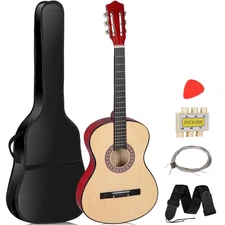 38" Acoustic Guitar Full Size Kids Adult with Guitar Pick for Beginners Natural