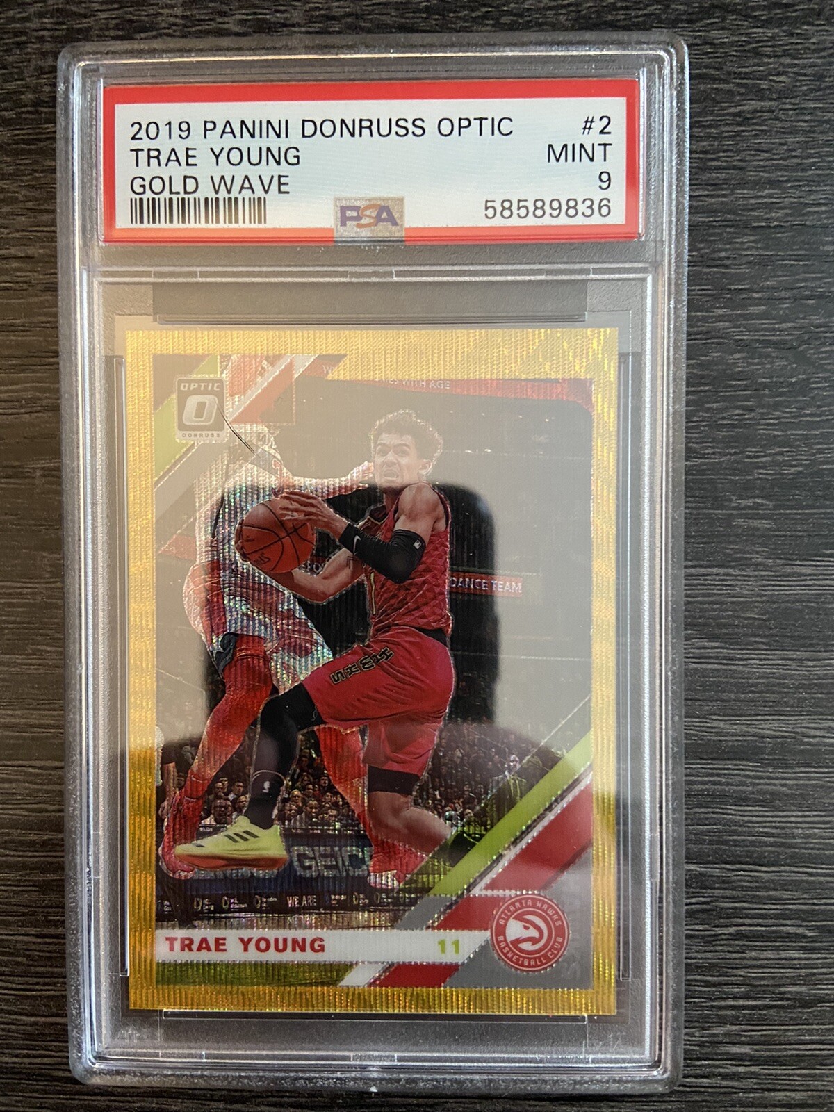 2019-20 Donruss Optic Gold WAVE Trae Young #2 Mint SSP Hawks TMall PSA 9 Pop 2