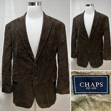Men's Chaps Ralph Lauren Corduroy Brown Cotton 2-Button 46R Blazer Jacket Coat
