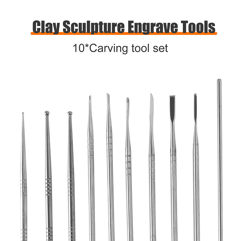 10Pcs Stainless Steel Clay Sculpture Engrave Tools for Modeling Carving CraP6 - Picture 2 of 8