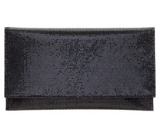 Nina Women's Faux Crystal Embellished Clutch Black Silver