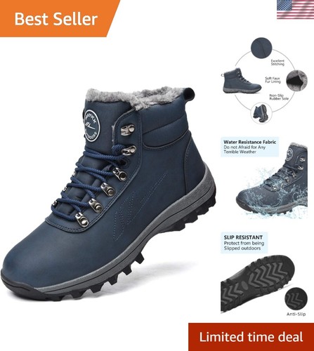 Men Women Warm Snow Boots, Soft Warm Sole Fur Lined Waterproof Anti Klip Wint...