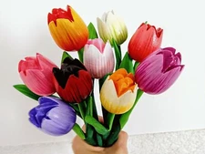 9x Wooden tulips bouquet flowers Holland Wood tulip Mother's day gift Easter