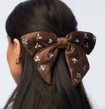 NWT $95 Lele Sadoughi Rootbeer Crystal Honeybee Bow Barrette