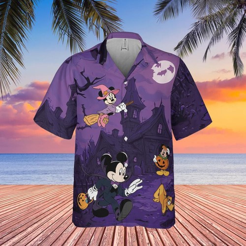 disney halloween party hawaiian, mickey mouse and friend, cute halloween shirt - Picture 2 of 4