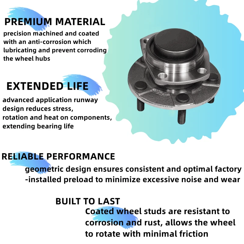 Conjunto de cojinete de cubo de rueda trasera para Dodge Caravan Chrysler Town & Country con ABS Foto 4 de 4