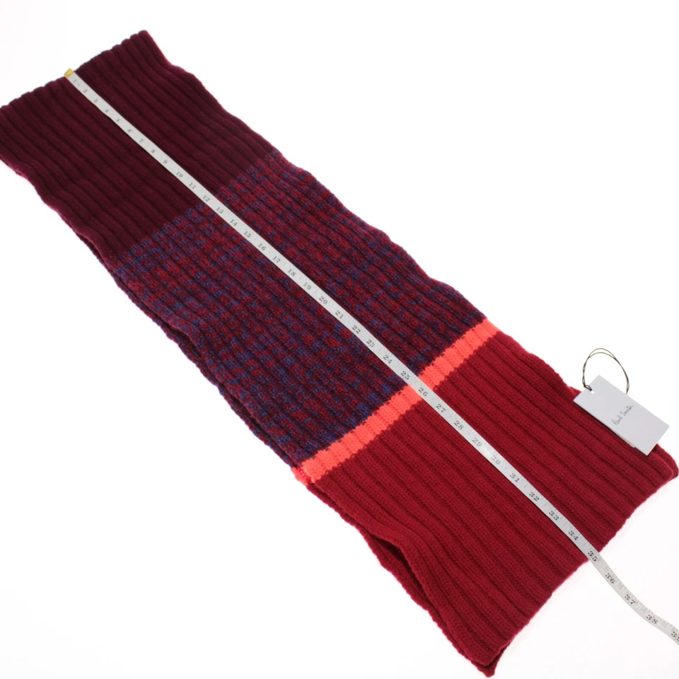 Bufanda tejida Paul Smith nueva con etiquetas 100 % lana talla única en rojos/azul/naranja neón Foto 3 de 4