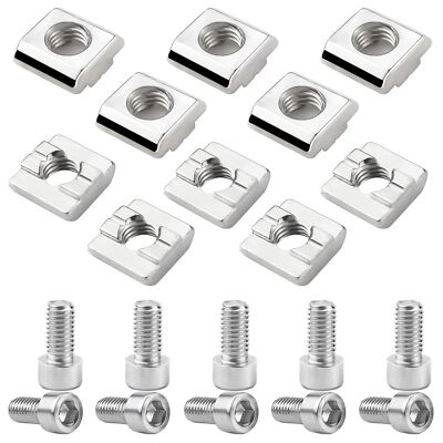 10 Stück Nutensteine M8 Set Edelstahl T Nutenstein Nut 8 mit Schraube Serie 3...