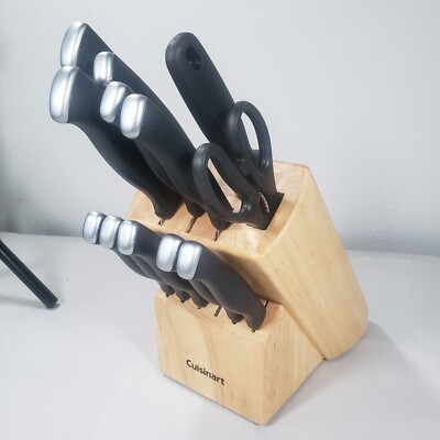 CUISINART Cutlery Knife Block Set - 13 pieces, Black Handles -  Forged Steel