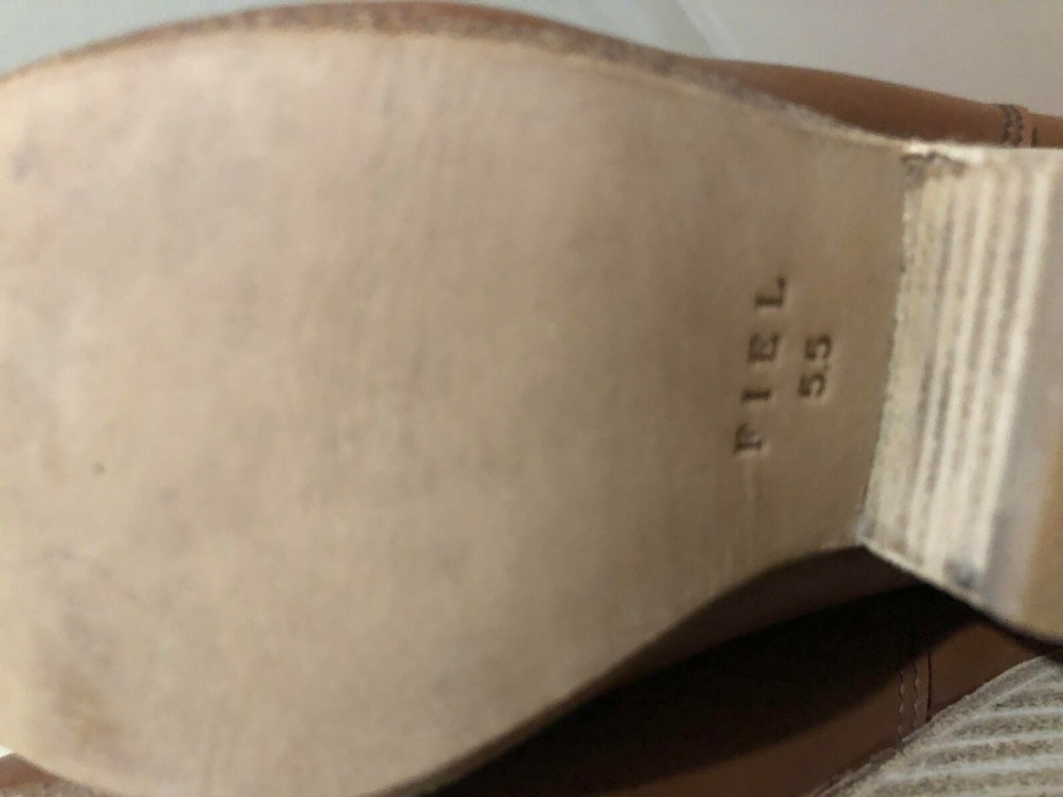 Bottes Femme Fiel - Modèle Tory - Taille US 5.5 M - Cuir Cognac - Semelle Compensée (wedge) - Neuf Sans Boîte