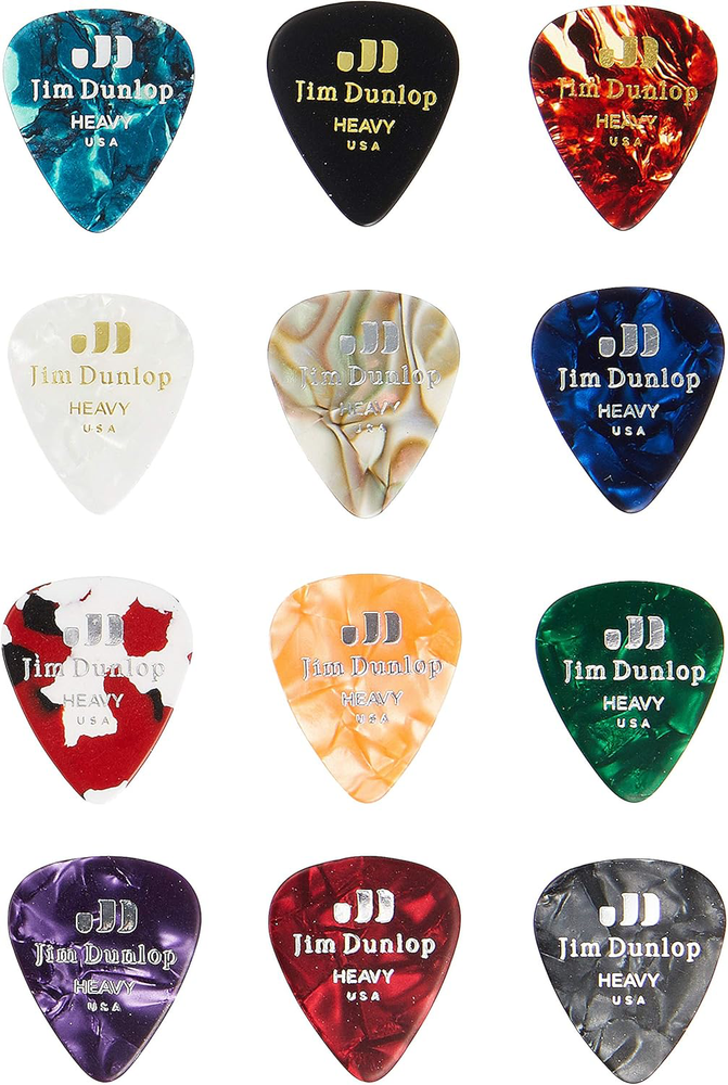 Dunlop PVP107 Heavy Guitar Picks Variety Pack - 12 Celluloid Picks for Precision & Durability  