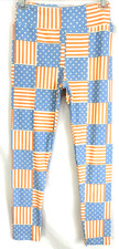 LuLaRoe Leggings 4th of July Stars Stripe Multicolor Pull On One Size Women LL2H