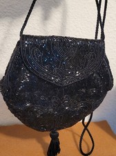 Nordstrom Black Beaded Evening Bag Purse Handmade in China Vintage Style Tas