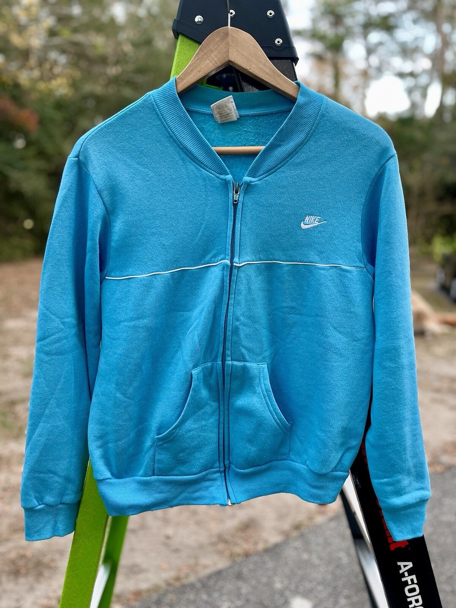 VTG 1980s NIKE Tracksuit Top FULL ZIP TURQUOISE BLUE Women's Size