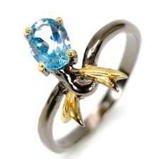 Jewelry gift Natural Blue Topaz Silver Ring 925 Sterling /RVS314