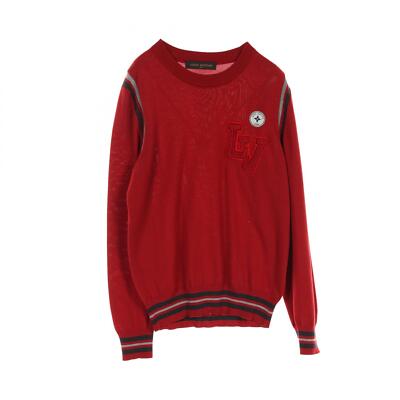 LOUIS VUITTON LV Logo Strick Pullover RM172M ARM HDN03W Wolle Rot Gebraucht H...
