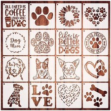 16 Pcs Dog Paw Stencils Reusable Painting Templates for Scrapbooking Painting