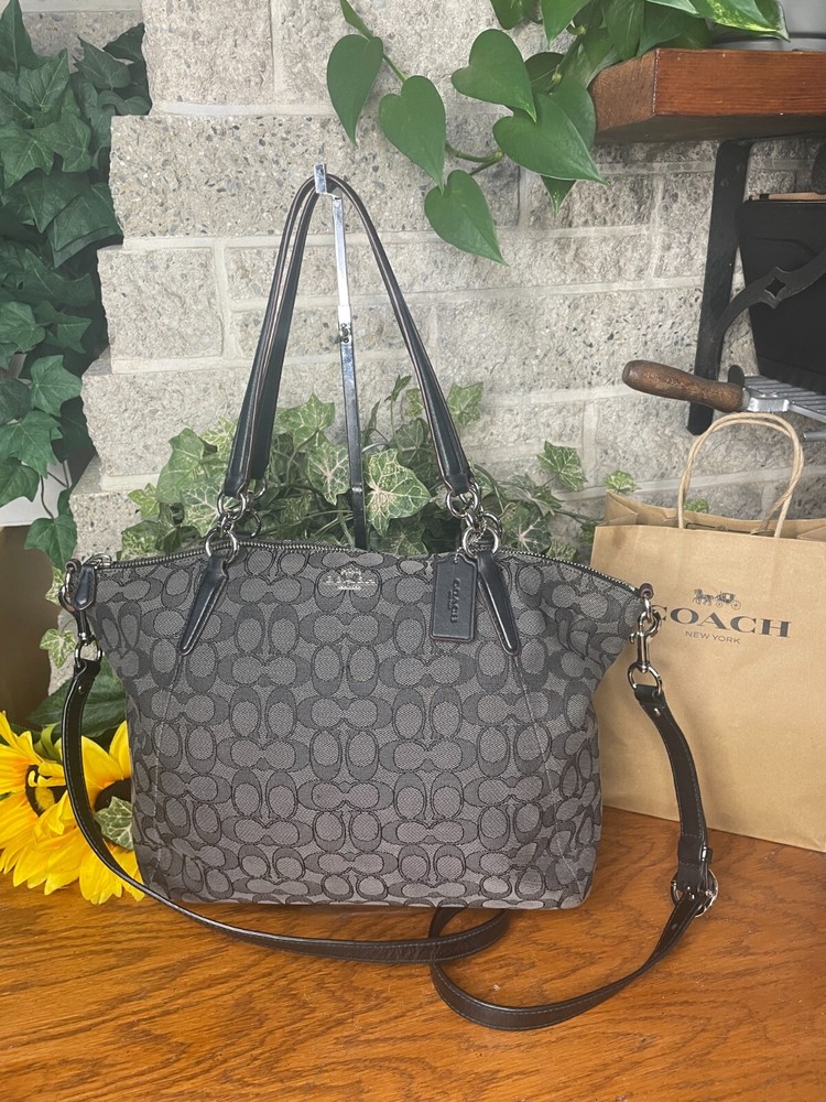 COACH  KELSEY SATCHEL SIGNATURE 36722 OUTLINE CANVAS CROSSBODY HANDBAG PURSE BAG