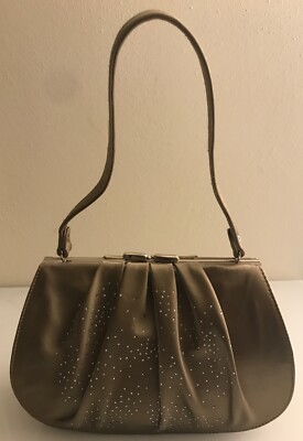 Stuart Weitzman Seiden Minibag mit Strass Farbe Taupe 