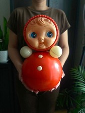 15" Soviet musical ROLY POLY doll MASHA USSR Nevalyashka toy tumbler celluloid