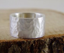 extra wide ring thick heavy sterling silver jewelry 12mm wide ring Hammered Band