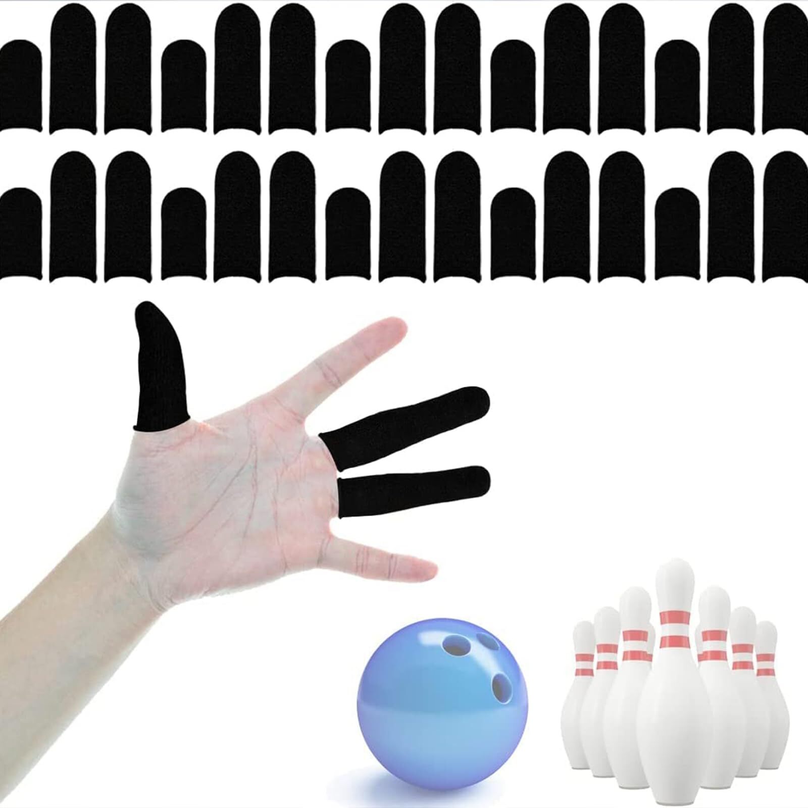 30 Pieces Finger Sleeves for Bowling, Disposable Bowling Thumb Sleeves Anti-S...
