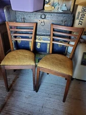 tell city dining chairs ladder back walnut #40 2x original upholstery 